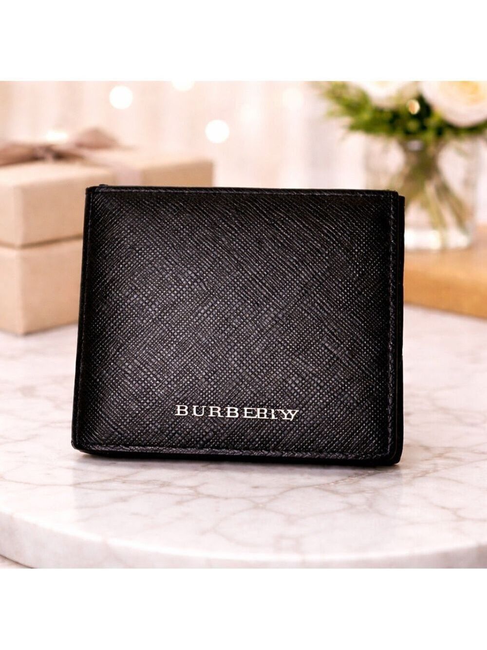 Burberry Black Leather Nova Check Snap Wallet Authentic Vintage